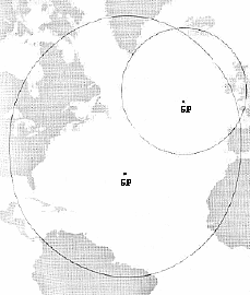 circles of equal altitude plotted on a Mercator
chart